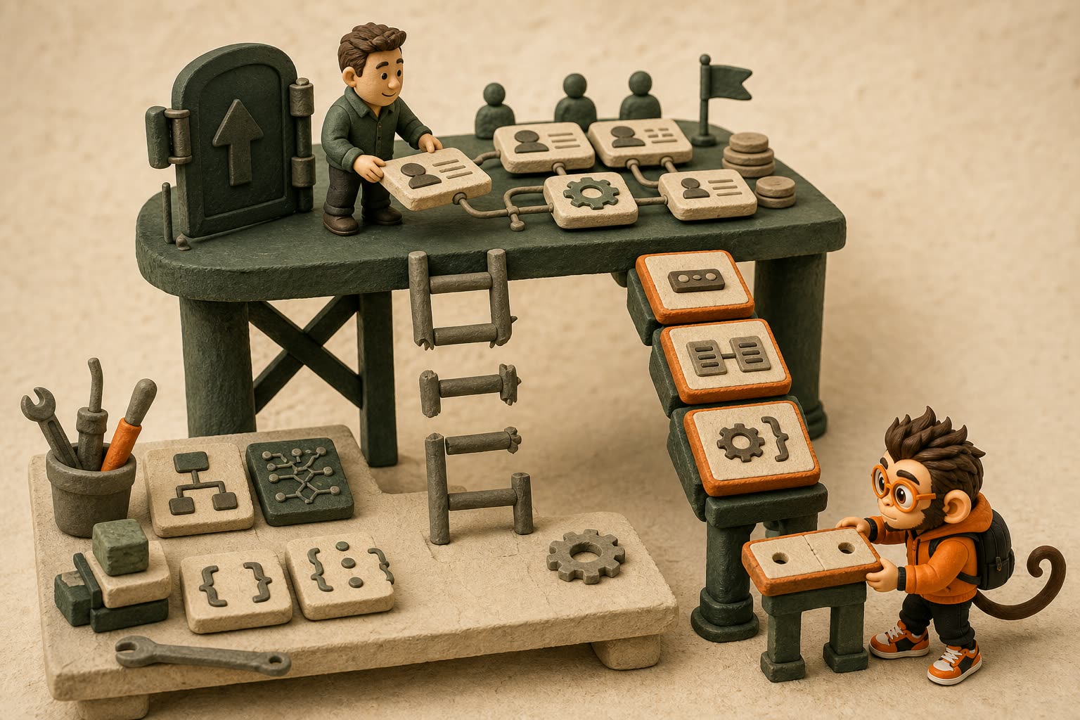 Praxy rebuilds a technical route between a management platform and a coding workbench with missing ladder rungs.