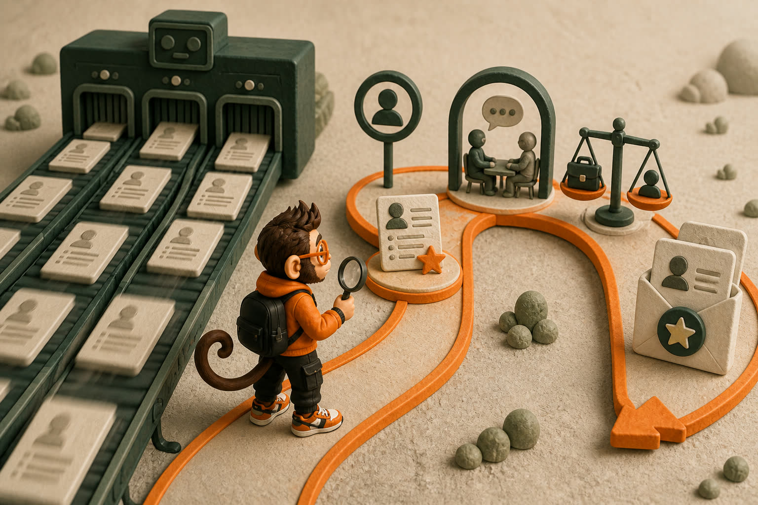 A high-speed application conveyor runs beside Praxy’s connected quality path through fit, evidence, interview preparation, and offer evaluation.
